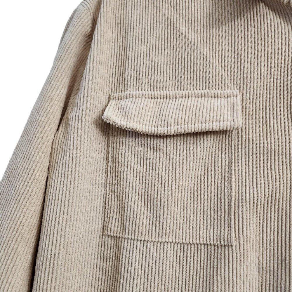 Princess Polly Womens Western Corduroy Top 6 Beige Shacket Button Front Boho - Picture 3 of 13